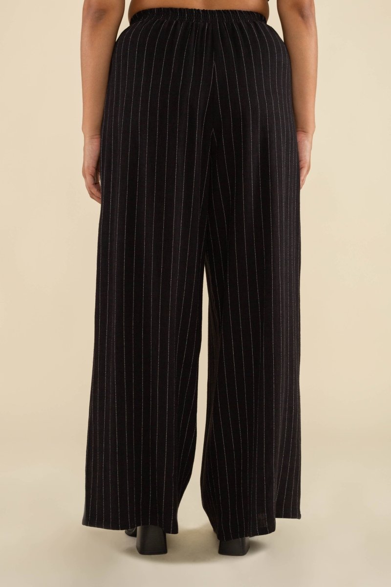 Pantalon Helena Rayures Lin Noir et Blanc NLT SOLDE - Vente Finale - Ex - voto