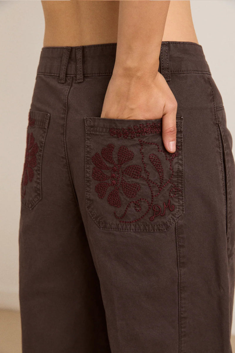 Pantalon Mika Charcoal Damson Madder - Ex - voto