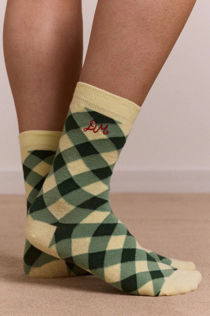 Paquet de 2 Paires de Chaussettes Gingham Damson Madder - Ex - voto