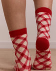 Paquet de 2 Paires de Chaussettes Gingham Damson Madder - Ex - voto