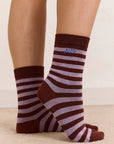 Paquet de 2 Paires de Chaussettes Mix Choc Rayures Damson Madder - Ex-voto