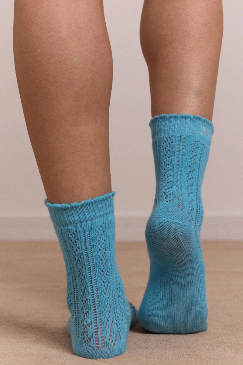Paquet de 2 Paires de Chaussettes Pointelle Céleri et Aqua Damson Madder - Ex - voto