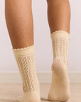 Paquet de 2 Paires de Chaussettes Pointelle Rouge et Crème Damson Madder - Ex-voto