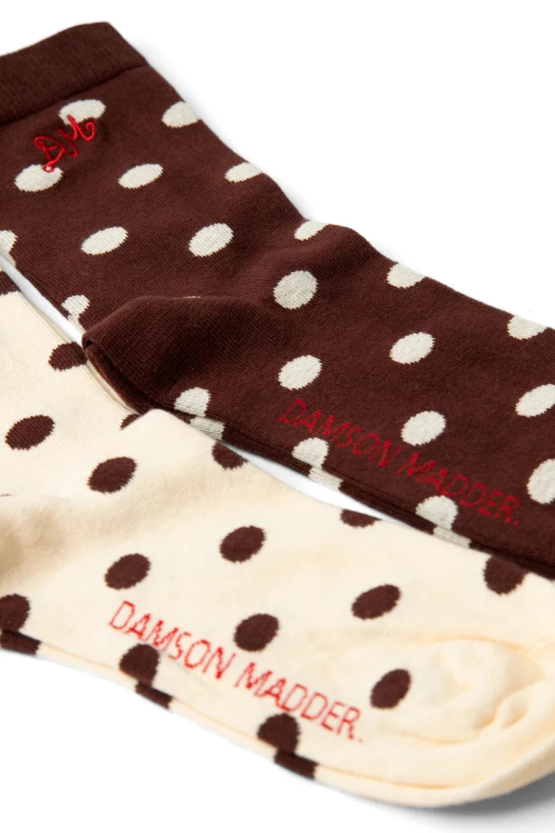 Paquet de 2 Paires de Chaussettes Pois Choc et Écru Damson Madder - Ex-voto