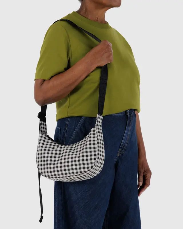 Petit Sac Croissant Baggu Gingham Noir et Blanc - Ex - voto