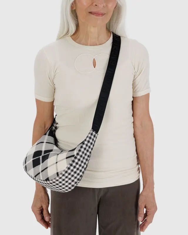 Petit Sac Croissant Baggu Mixed Plaid - Ex - voto