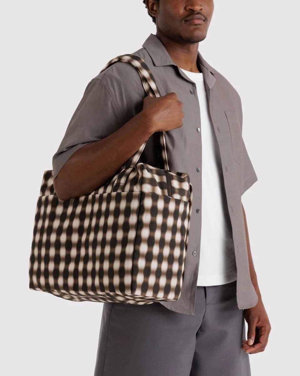 Petit Sac Nuage Carry - on Baggu Blurred Gingham Brown - Ex - voto
