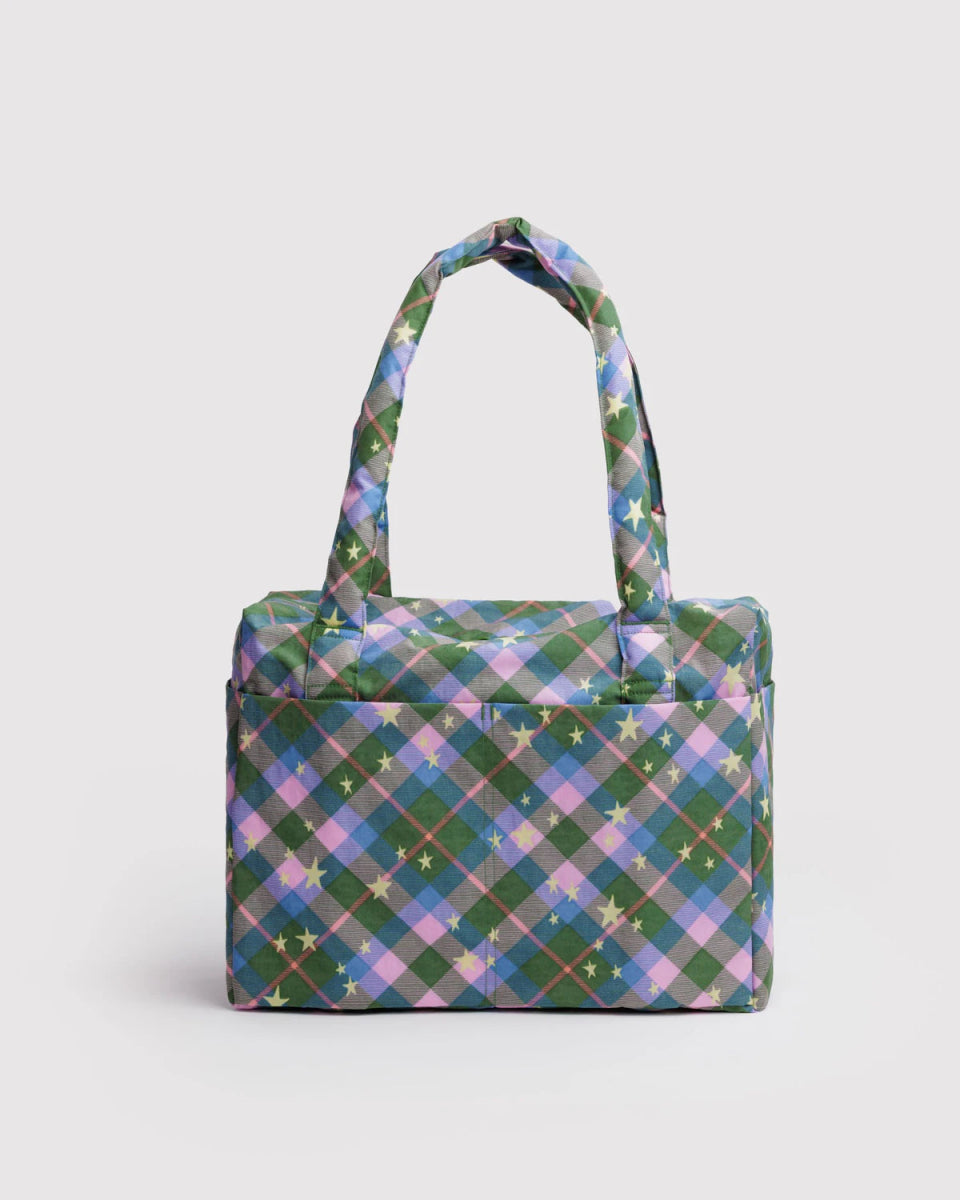 Petit Sac Nuage Carry - on Baggu Green Star Plaid - Ex - voto