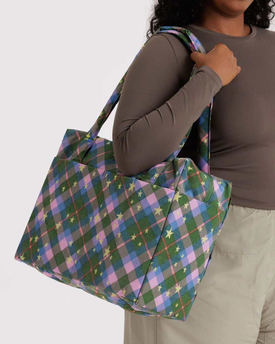 Petit Sac Nuage Carry - on Baggu Green Star Plaid - Ex - voto