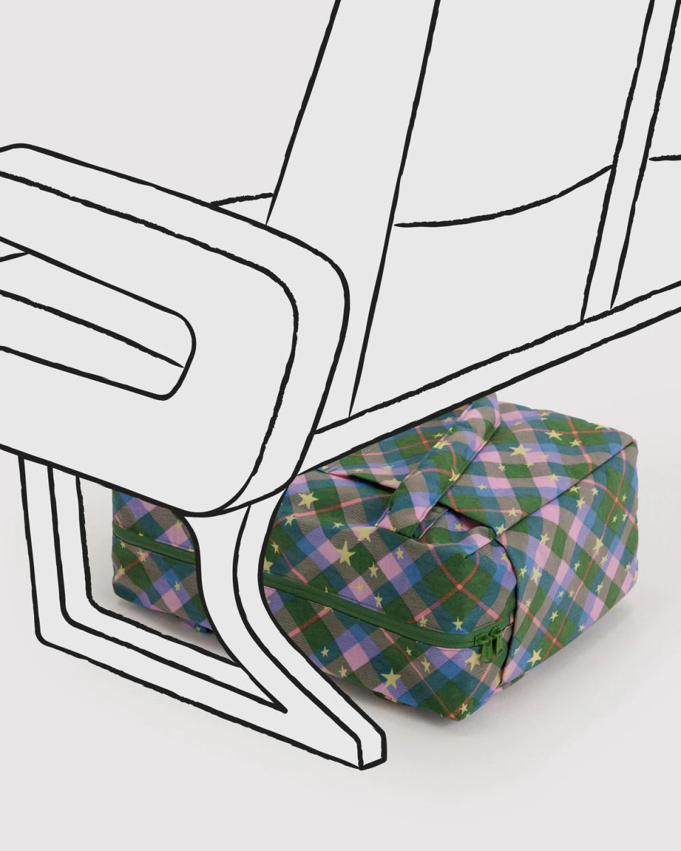 Petit Sac Nuage Carry - on Baggu Green Star Plaid - Ex - voto