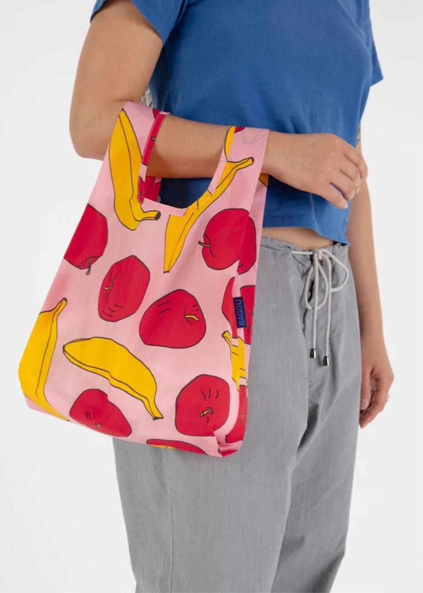 Petit Sac Réutilisable Baggu Light Pink Apples and Bananas - Ex - voto