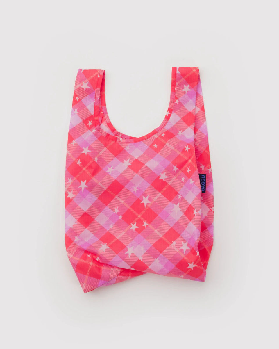 Petit Sac Réutilisable Baggu Pink Star Plaid - Ex - voto