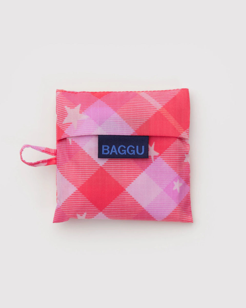 Petit Sac Réutilisable Baggu Pink Star Plaid - Ex - voto