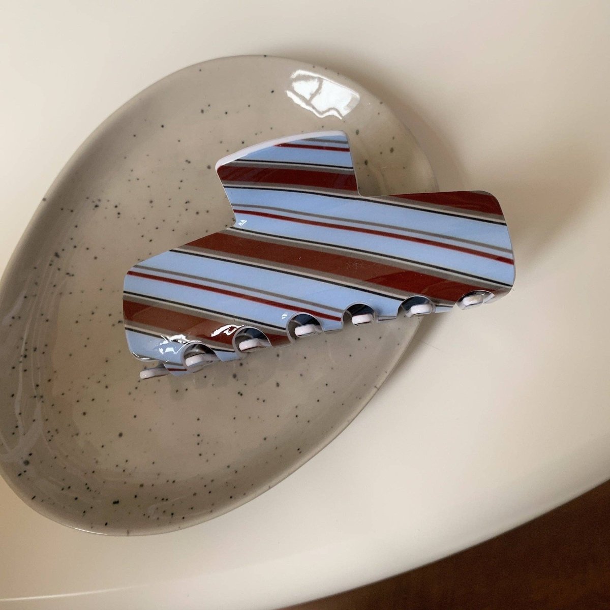 Pince à Cheveux Rayures Bourgognes et Bleues Dipped Shop - Ex - voto