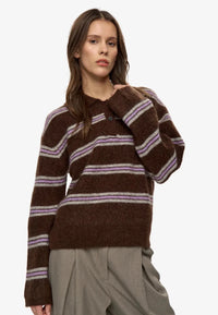 Polo Laine Ranni Minimum Rayures Chocolat - Ex-voto