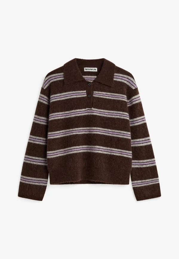 Polo Laine Ranni Minimum Rayures Chocolat - Ex-voto