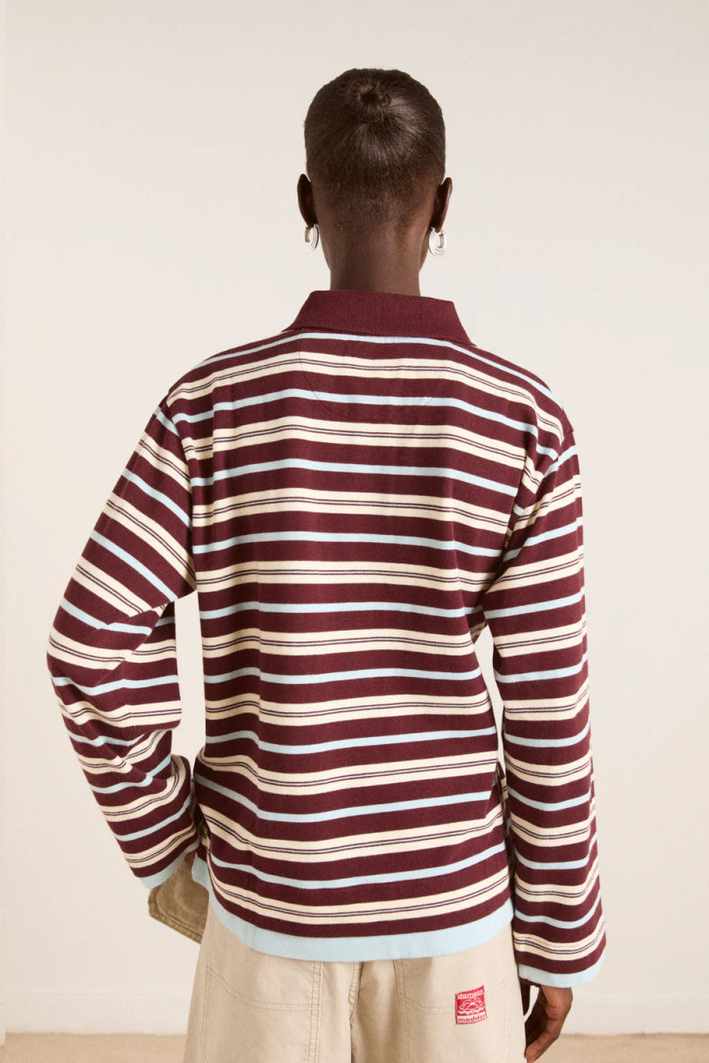Polo Rugby Noah Rayures Chocolat Damson Madder - Ex - voto