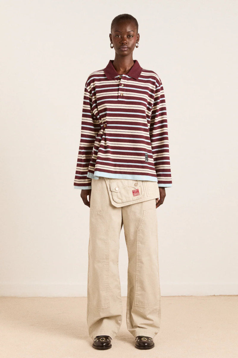 Polo Rugby Noah Rayures Chocolat Damson Madder - Ex - voto