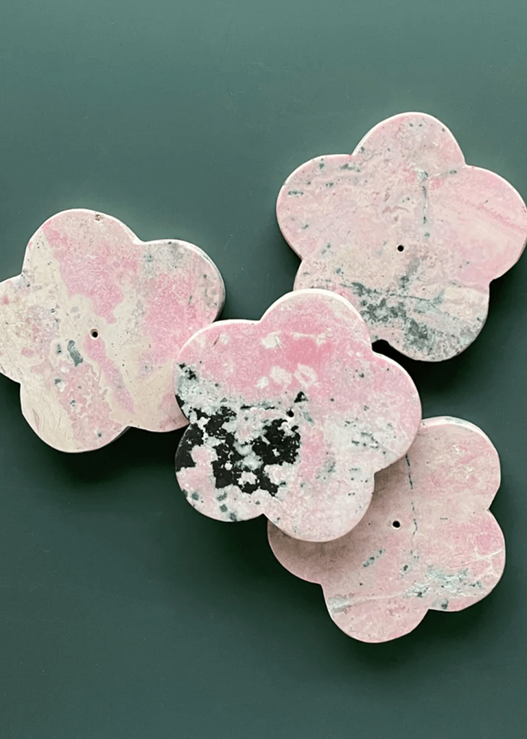 Porte - Encens Botanica Fleur Rose en Rhodonite - Ex - voto