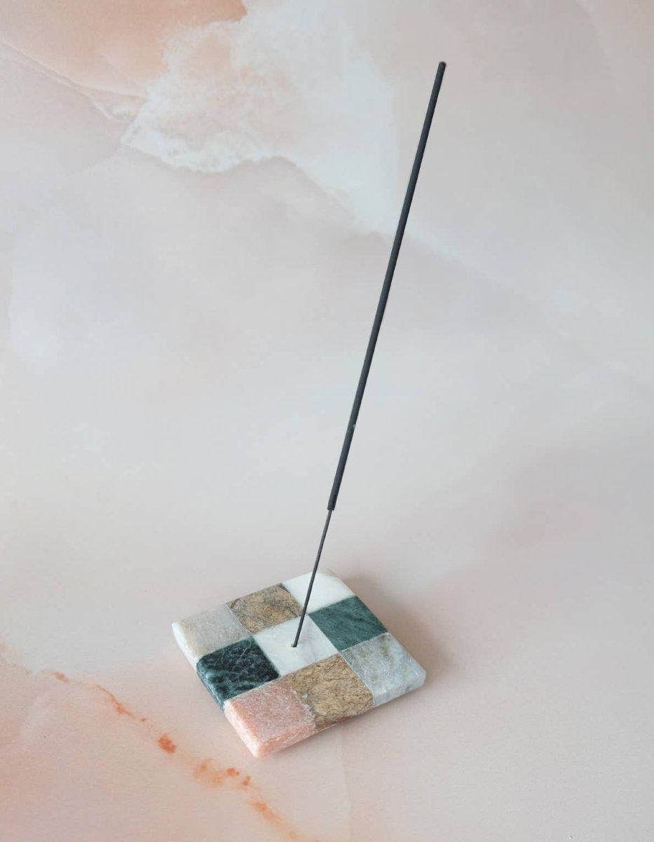 Porte - Encens Marbre Arc - en - ciel Damier Botanica - Ex - voto