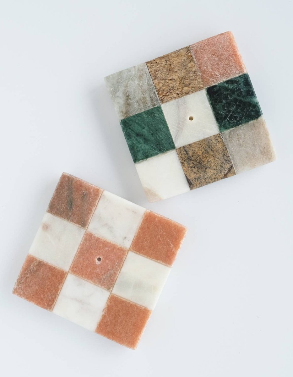 Porte - Encens Marbre Arc - en - ciel Damier Botanica - Ex - voto