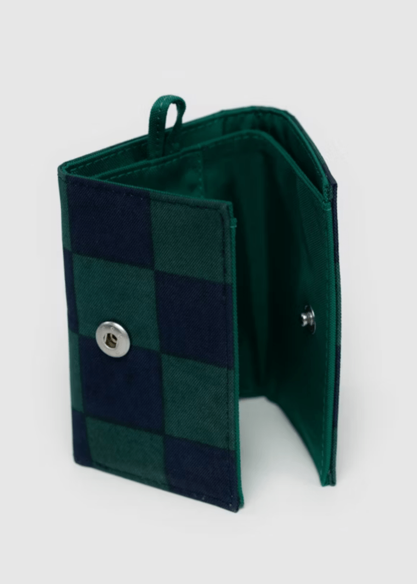 Porte - Feuille Snap Baggu Navy Green Check - Ex - voto