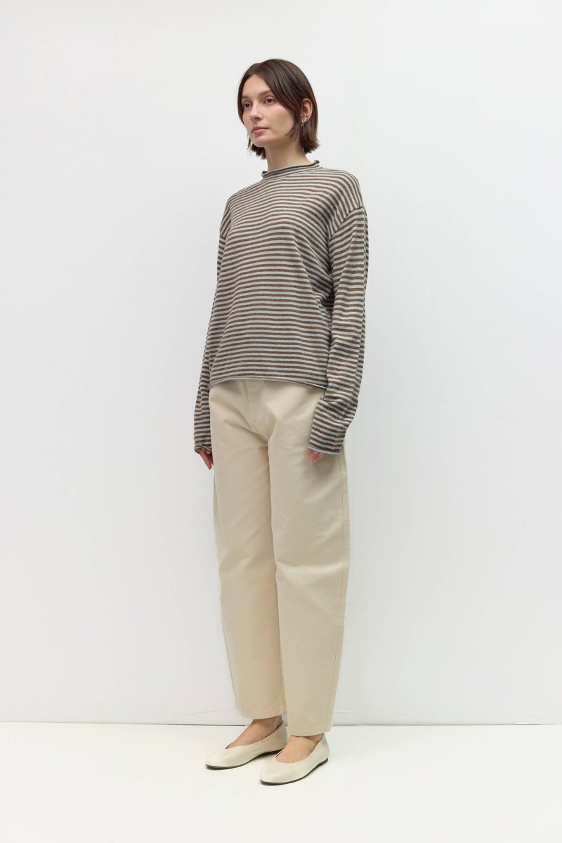 Pull Rayé Cierra Brun et Bleu All Row - Ex-voto