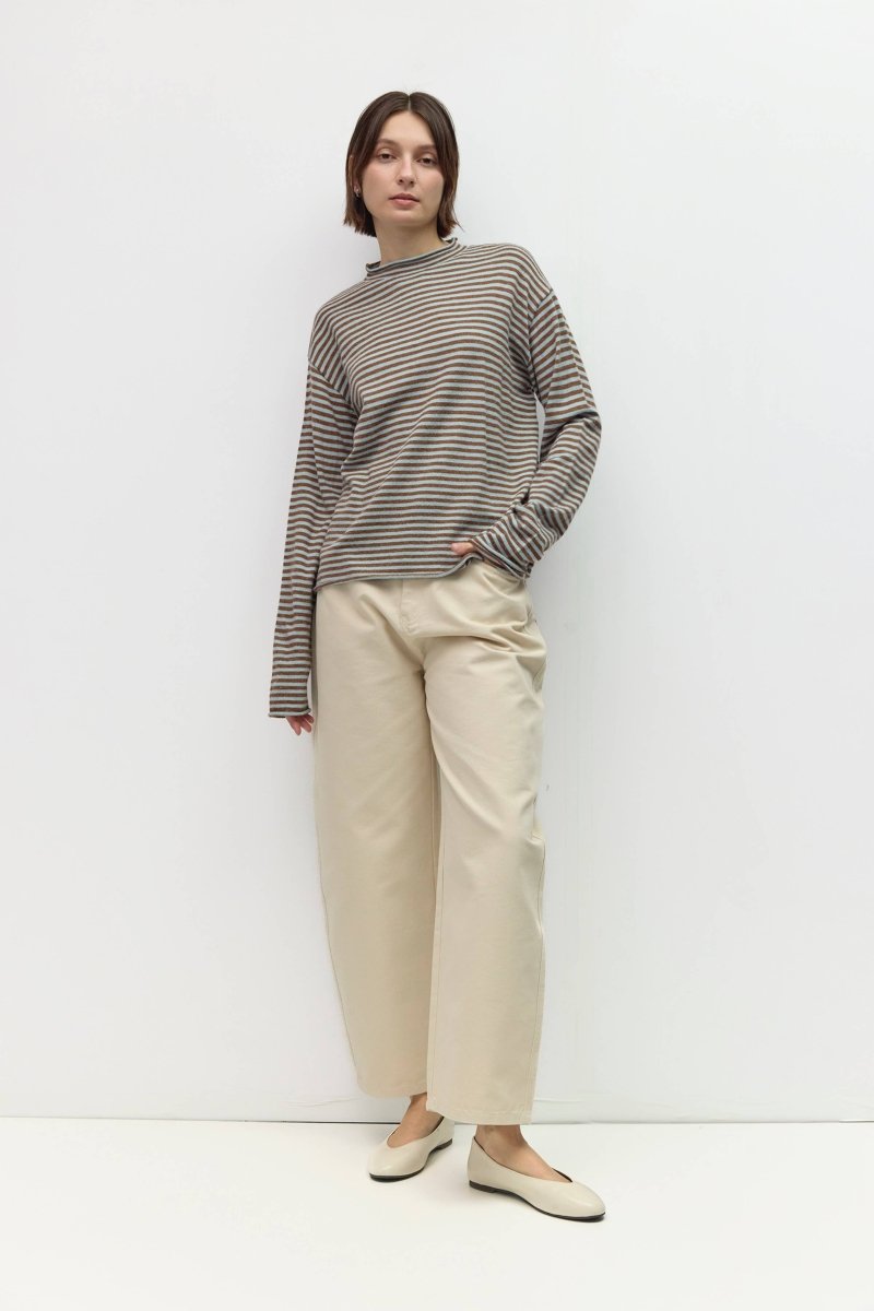 Pull Rayé Cierra Brun et Bleu All Row - Ex-voto