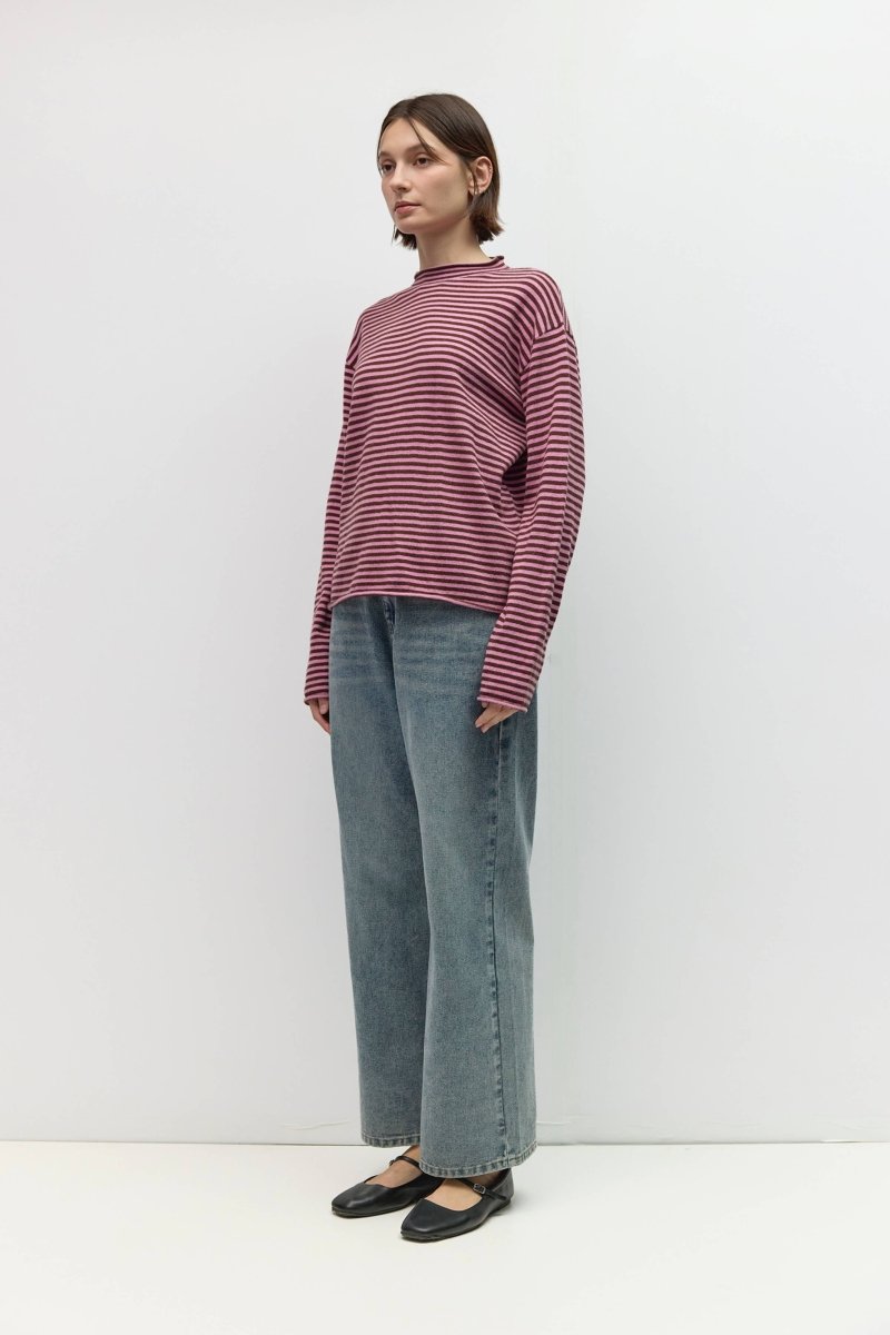 Pull Rayé Cierra Brun et Lilas All Row - Ex-voto