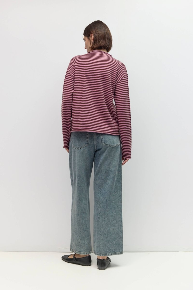 Pull Rayé Cierra Brun et Lilas All Row - Ex-voto