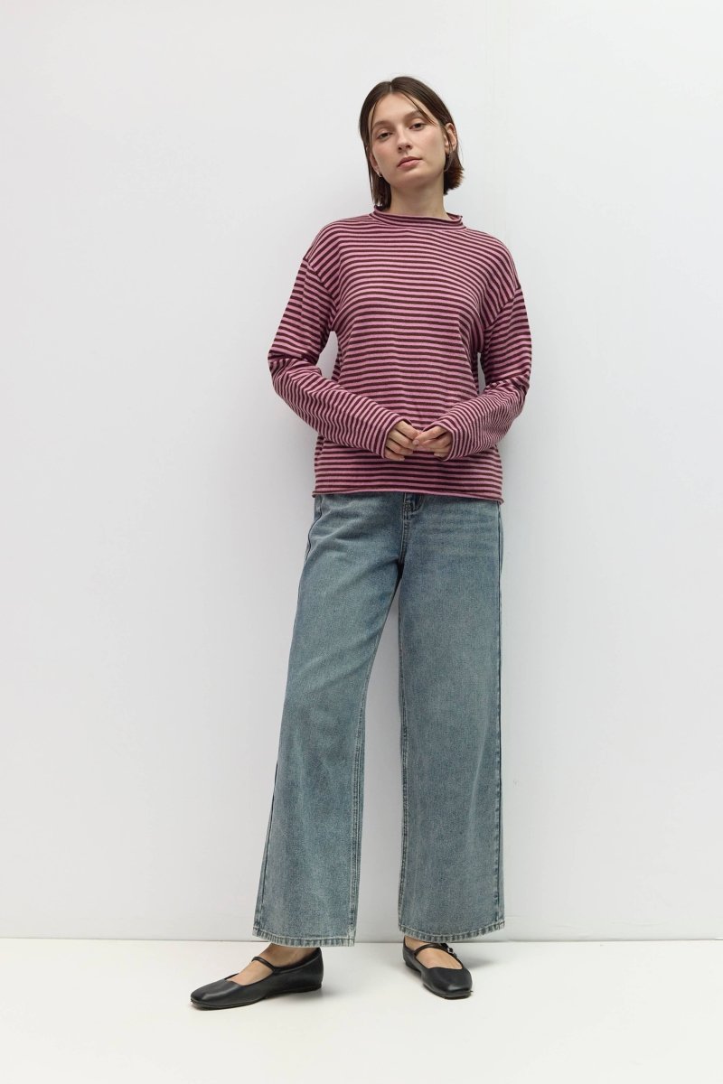 Pull Rayé Cierra Brun et Lilas All Row - Ex-voto