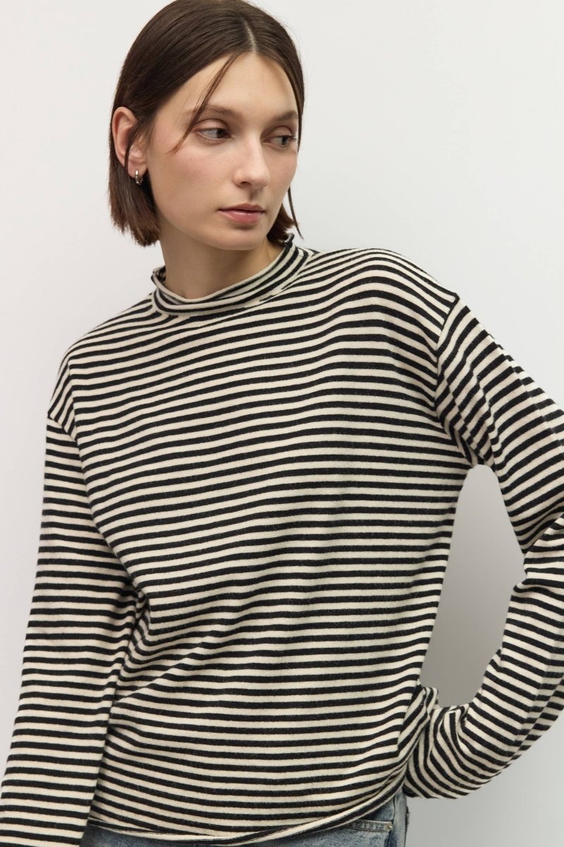 Pull Rayé Cierra Noir et Blanc All Row - Ex-voto