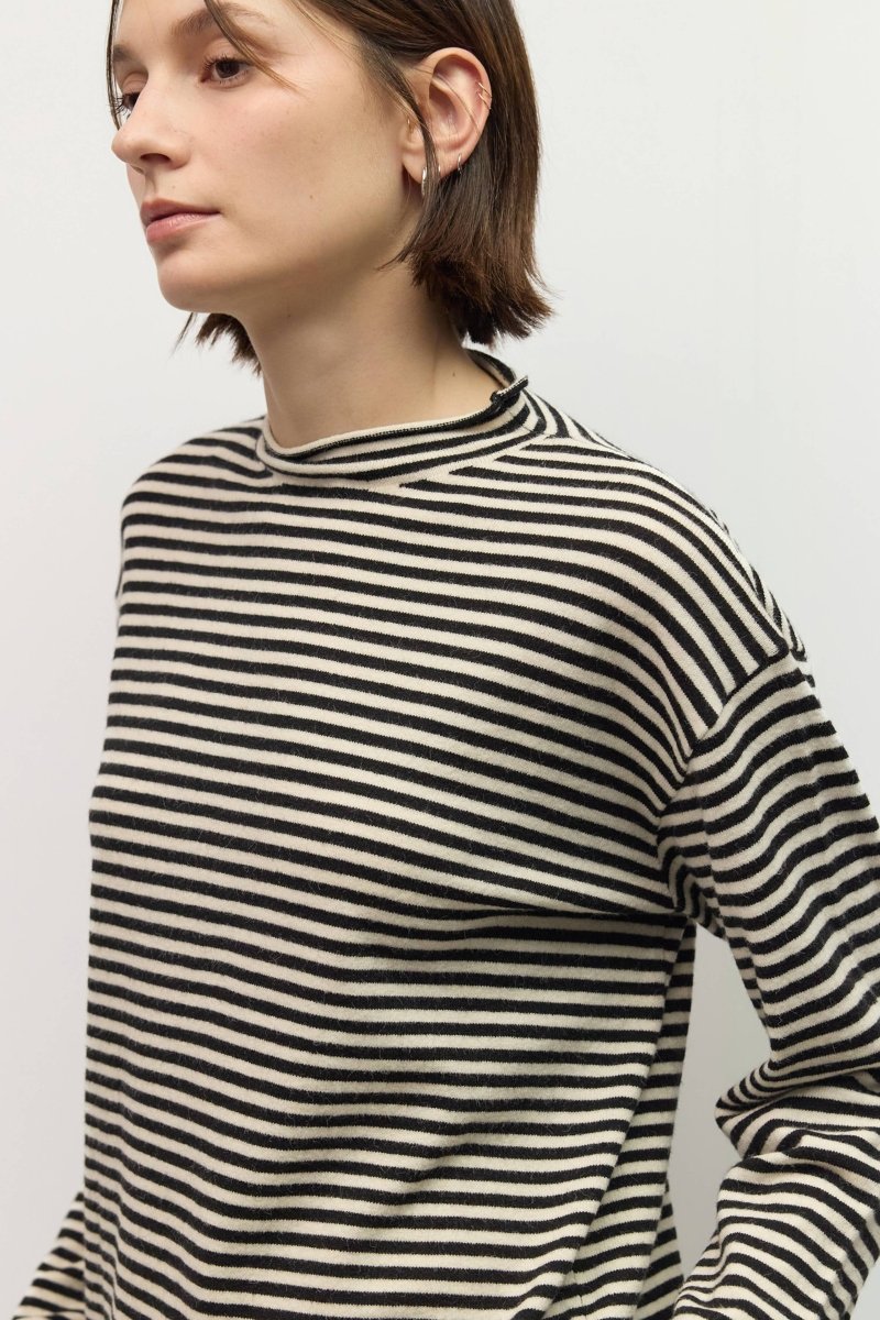 Pull Rayé Cierra Noir et Blanc All Row - Ex-voto