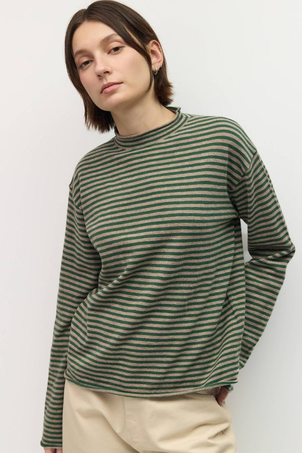 Pull Rayé Cierra Vert et Taupe All Row - Ex-voto