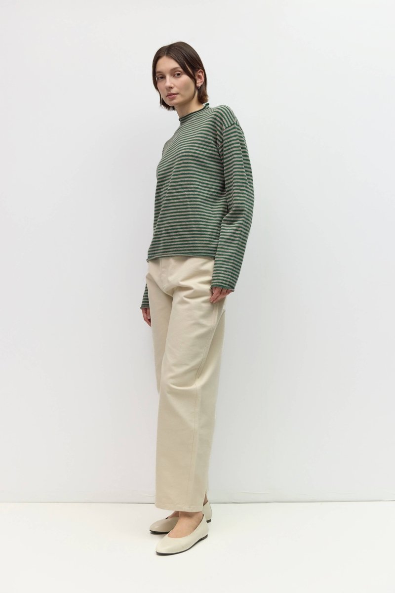 Pull Rayé Cierra Vert et Taupe All Row - Ex-voto