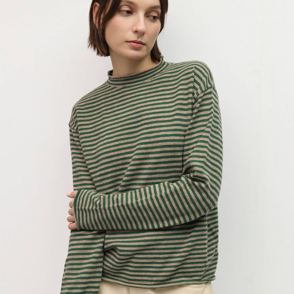 Pull Rayé Cierra Vert et Taupe All Row - Ex-voto