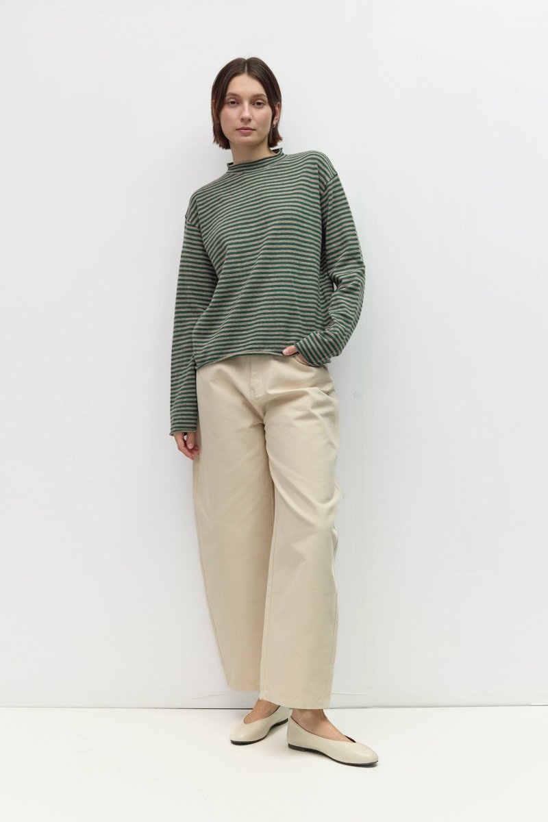 Pull Rayé Cierra Vert et Taupe All Row - Ex-voto