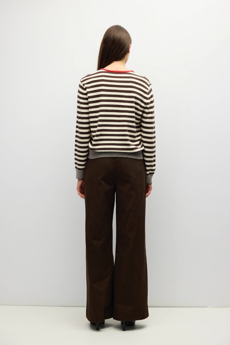 Pull Virginia Brun, Crème et Rouge All Row - Ex-voto