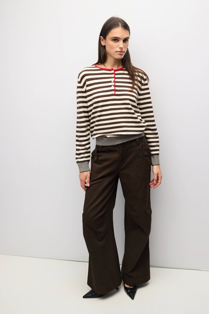 Pull Virginia Brun, Crème et Rouge All Row - Ex-voto