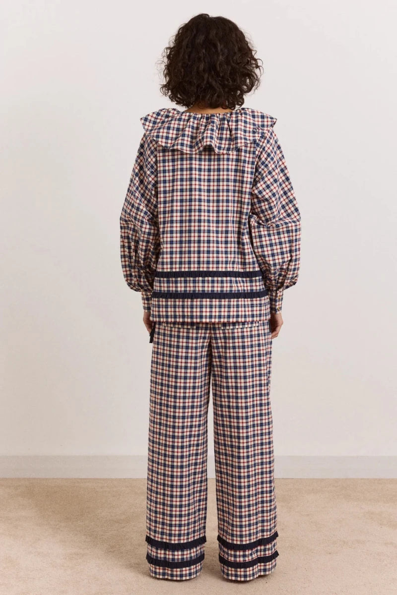 Pyjama 2 pièces Aletta Carreaux Cerise et Marines Damson Madder - Ex-voto