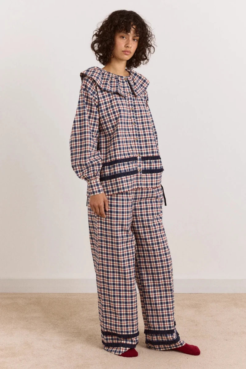 Pyjama 2 pièces Aletta Carreaux Cerise et Marines Damson Madder - Ex-voto