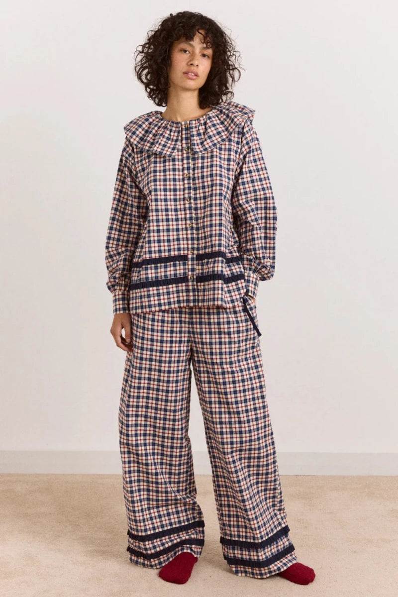 Pyjama 2 pièces Aletta Carreaux Cerise et Marines Damson Madder - Ex-voto