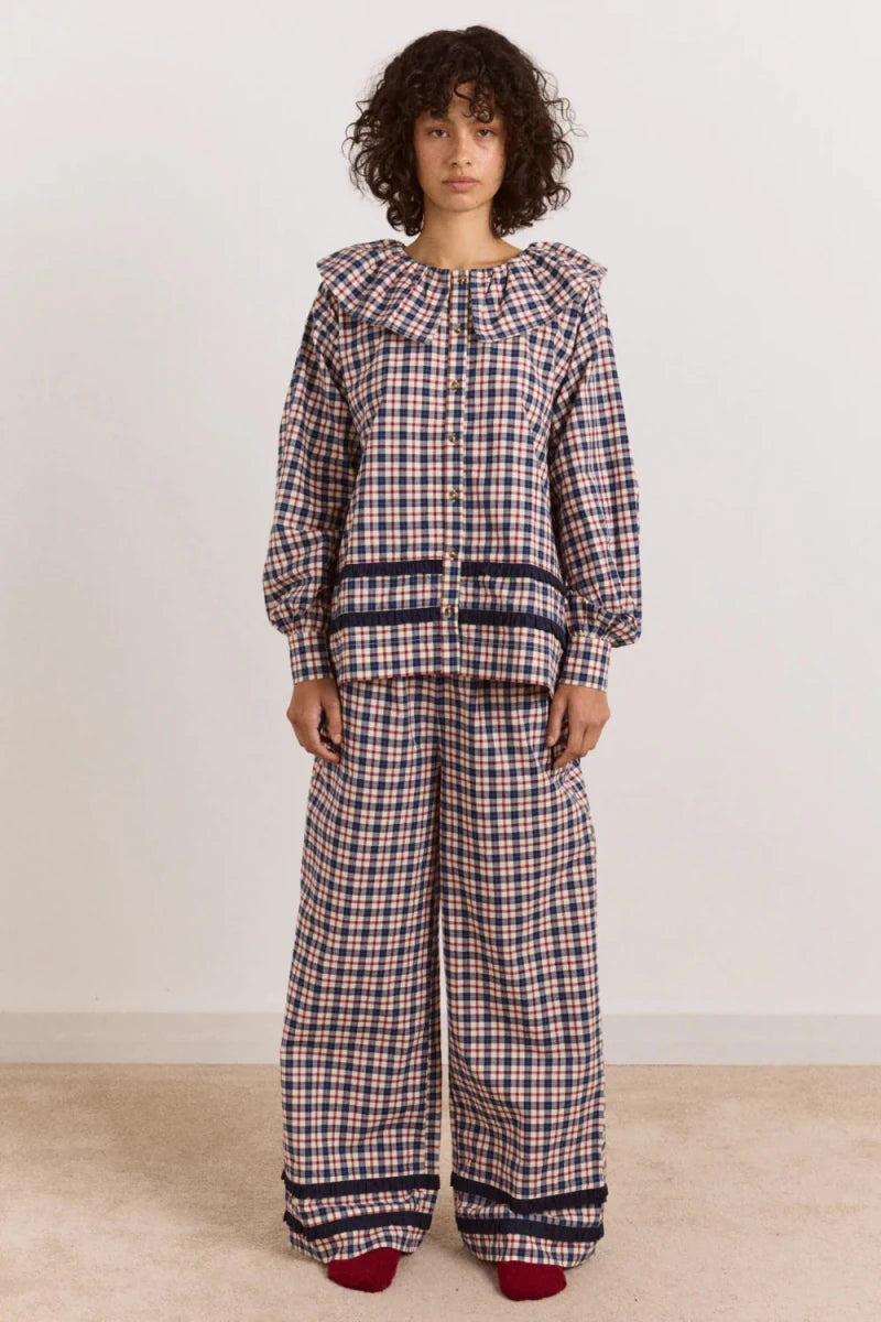 Pyjama 2 pièces Aletta Carreaux Cerise et Marines Damson Madder - Ex-voto