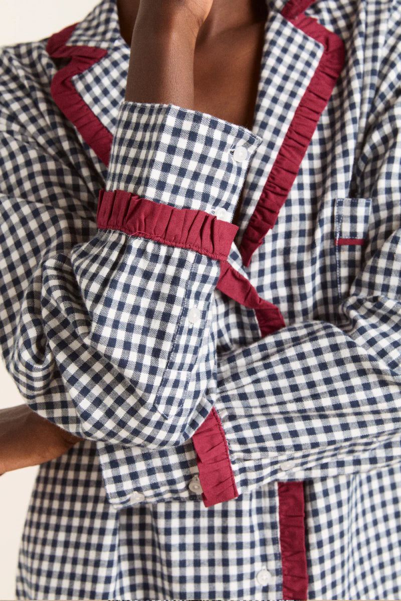 Pyjama 2 pièces Antonia Damson Madder Gingham Marine - Ex - voto