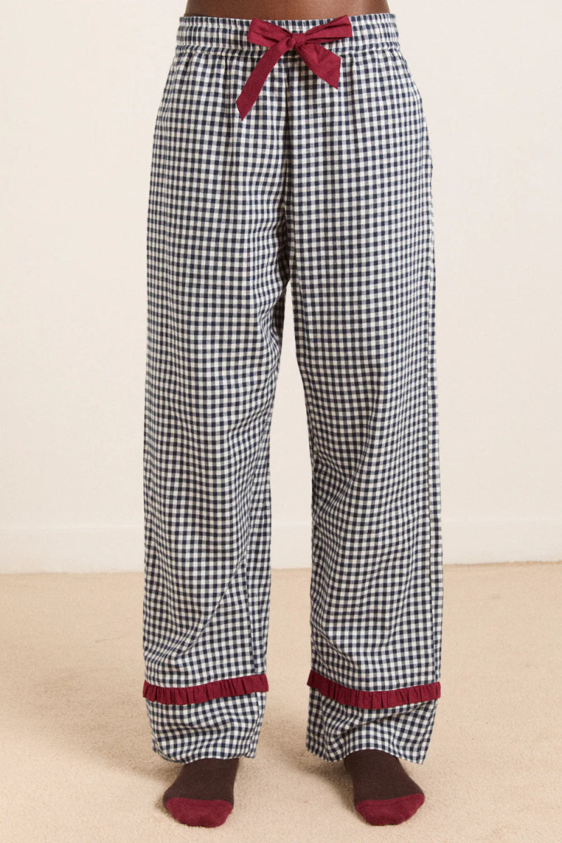 Pyjama 2 pièces Antonia Damson Madder Gingham Marine - Ex - voto