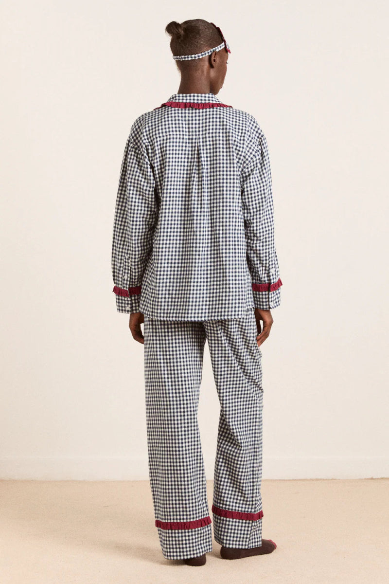Pyjama 2 pièces Antonia Damson Madder Gingham Marine - Ex - voto