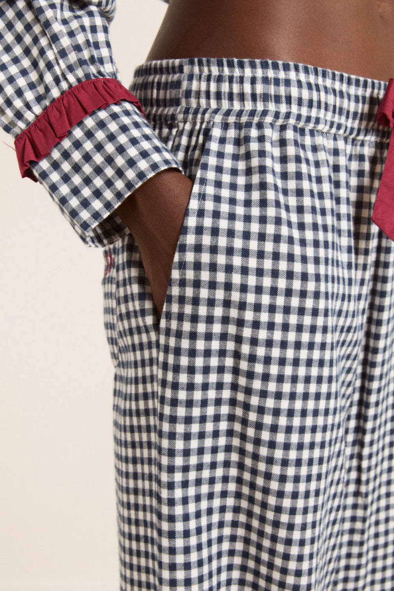 Pyjama 2 pièces Antonia Damson Madder Gingham Marine - Ex - voto