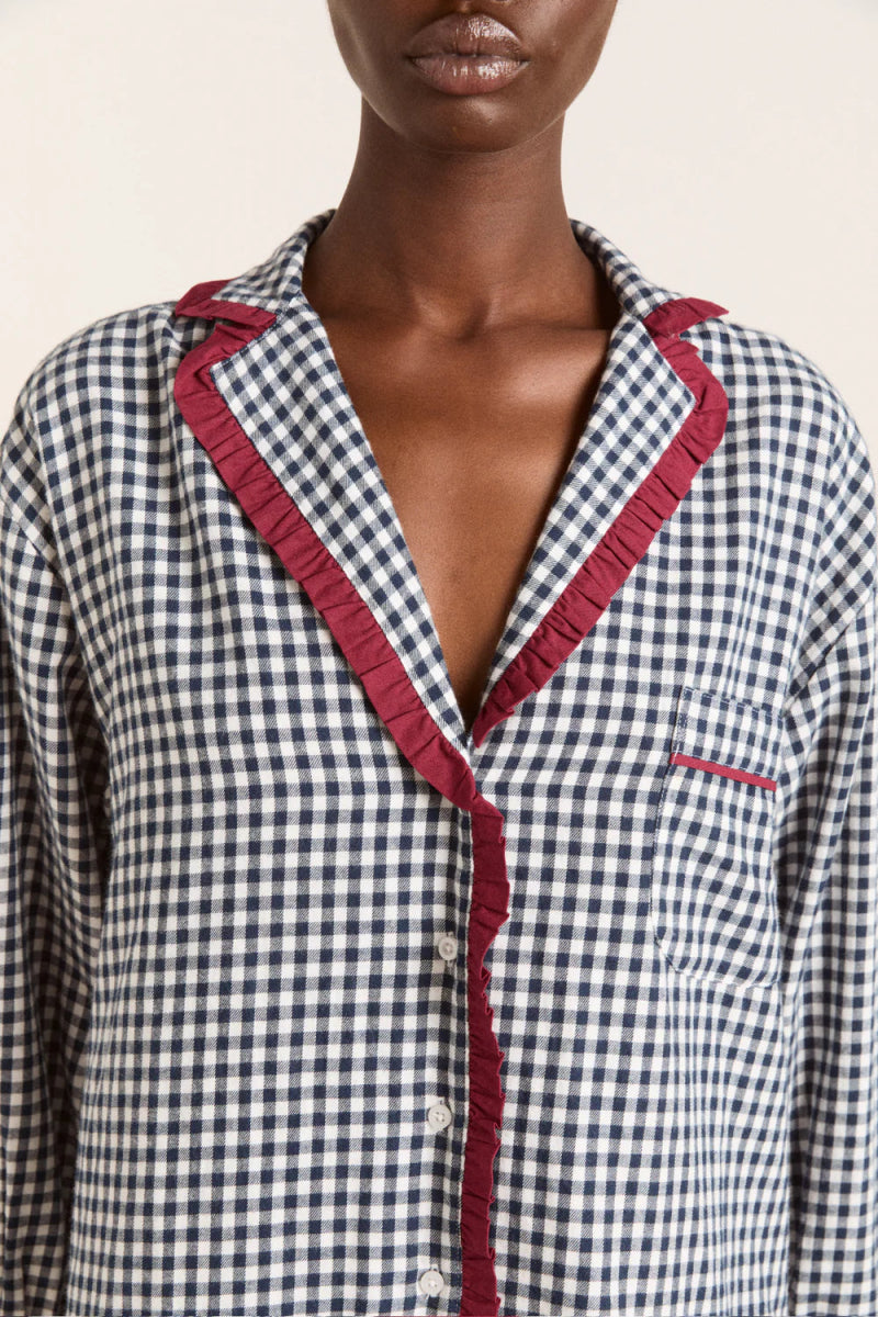 Pyjama 2 pièces Antonia Damson Madder Gingham Marine - Ex - voto