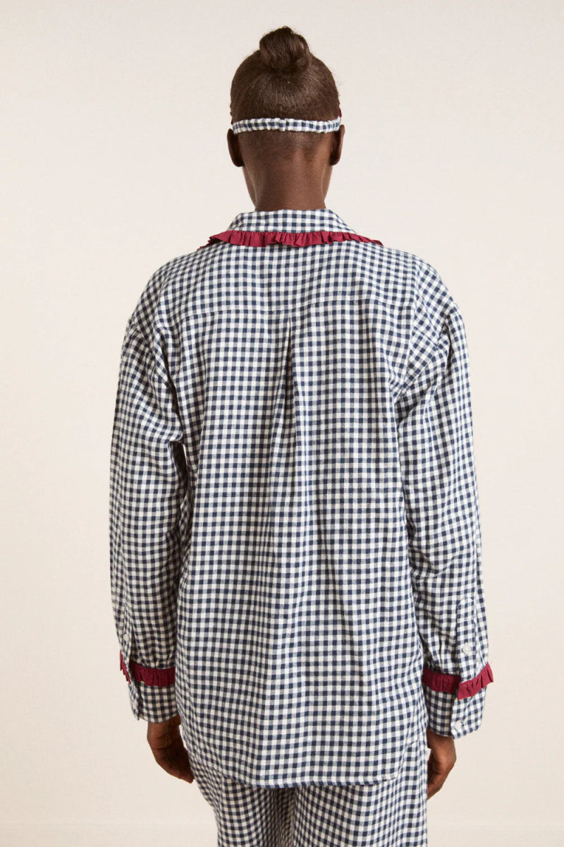 Pyjama 2 pièces Antonia Damson Madder Gingham Marine - Ex - voto