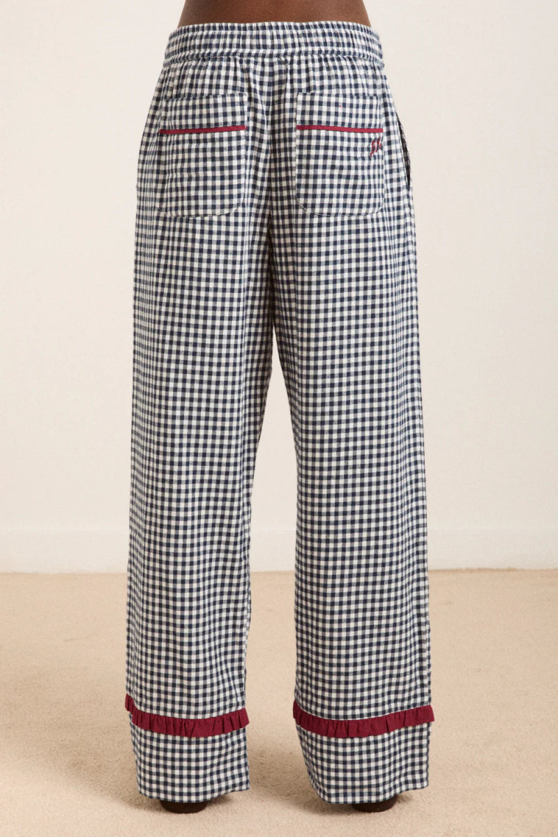 Pyjama 2 pièces Antonia Damson Madder Gingham Marine - Ex - voto